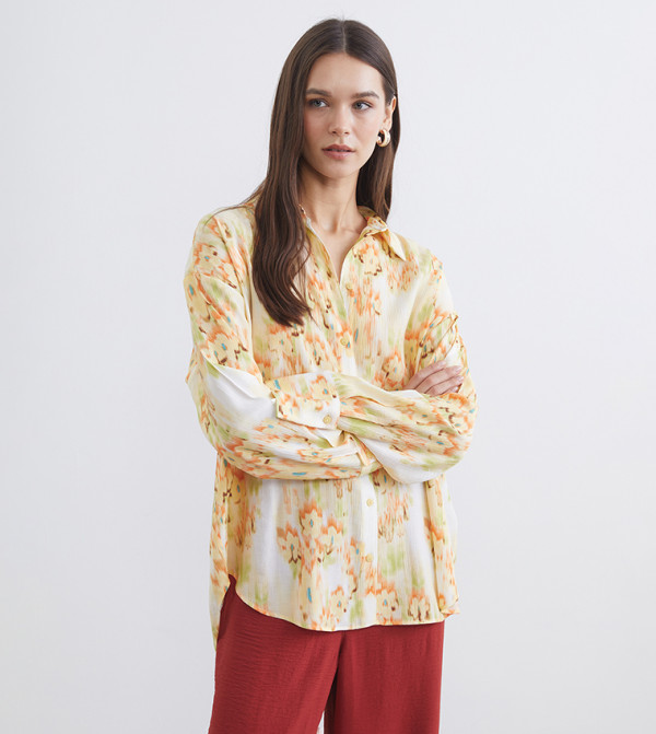 Floral Print Oversized Shirt