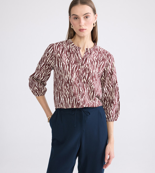 Patterned 3/4 Sleeves Top