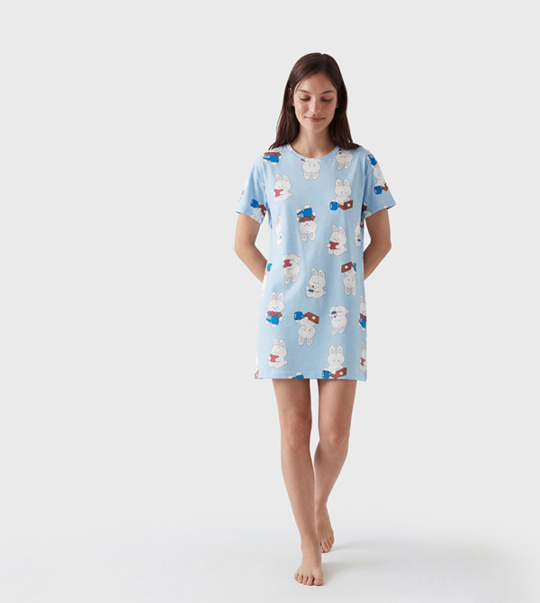Crew Neck Printed Nightdress