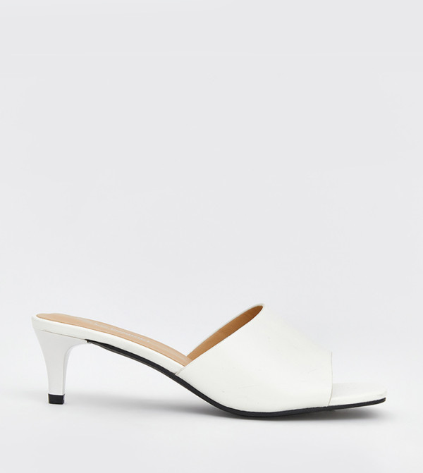 Solid Faux Leather Heel Sandals