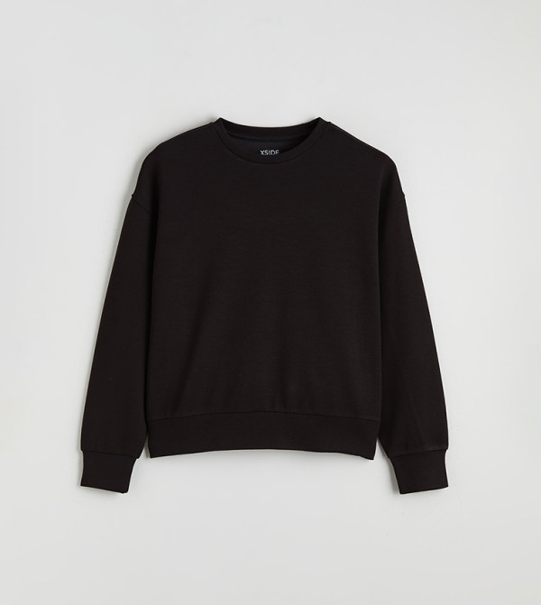 Solid Crew Neck Soft Touch Oversized Sweatshirt