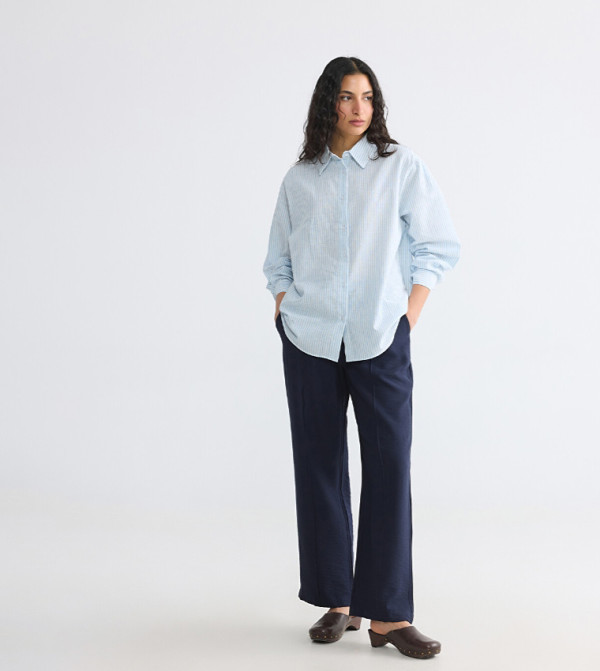 Drawstring Waist Relaxed Fit Trousers