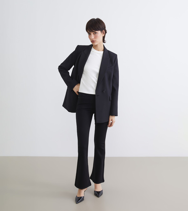 Button Closure Flared Jeans