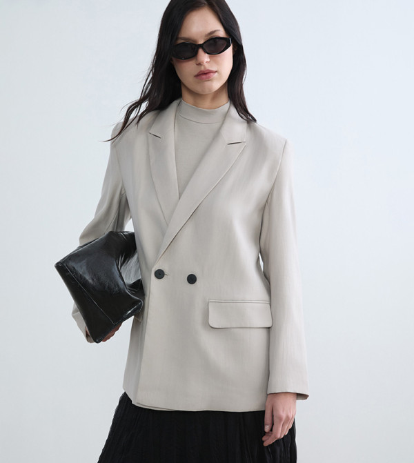 Double Breasted Lapel Collar Long Sleeves Blazer