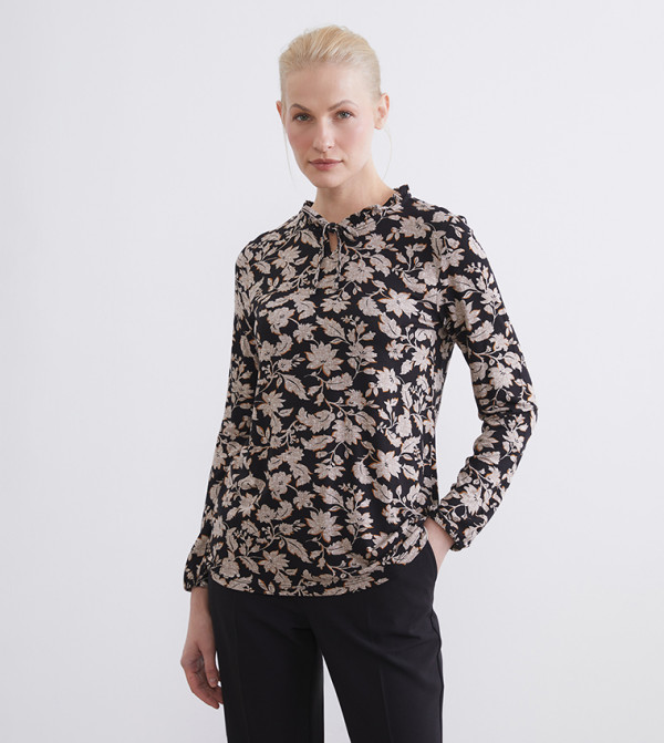 Floral Print Long Sleeves Top