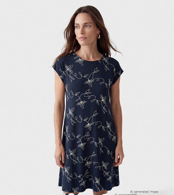 Floral Print Cap Sleeves A-Line Mini Dress