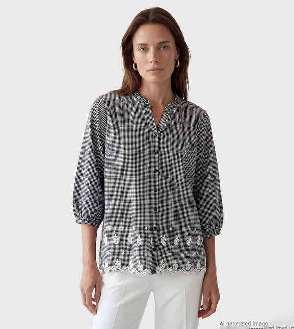 Checkered 3/4 Sleeves Shirt