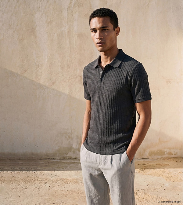Ribbed Short Sleeves Polo T-Shirt