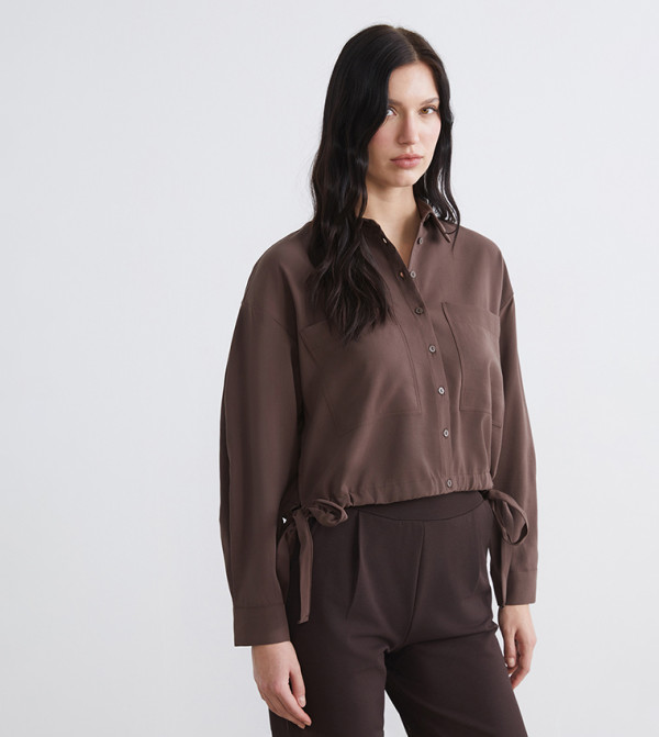 Long Sleeves Oversized Crop Shirt