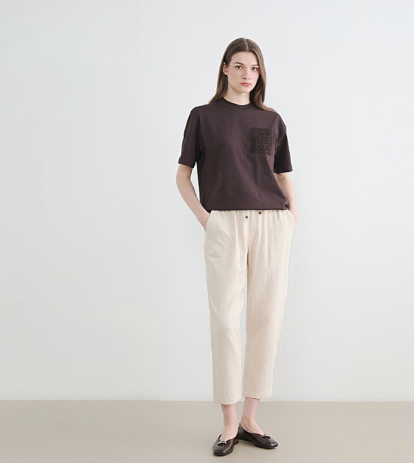 Drawstring Waist Muslin Trousers