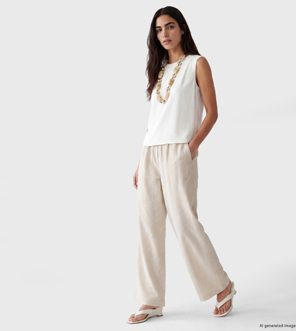 Solid Relaxed Fit Wide Leg Trousers