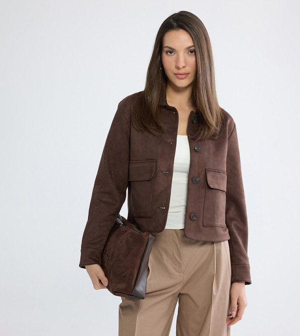 Long Sleeves Suede Look Jacket