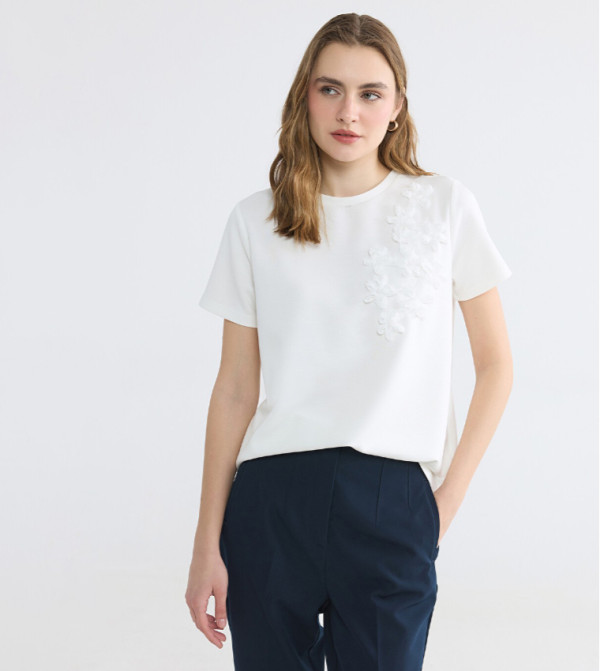 Appliqued Crew Neck T-Shirt
