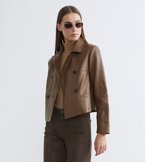 Textured Collared Woven Jacket