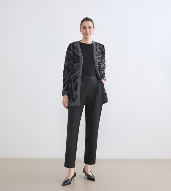 Solid Carrot Fit Trousers