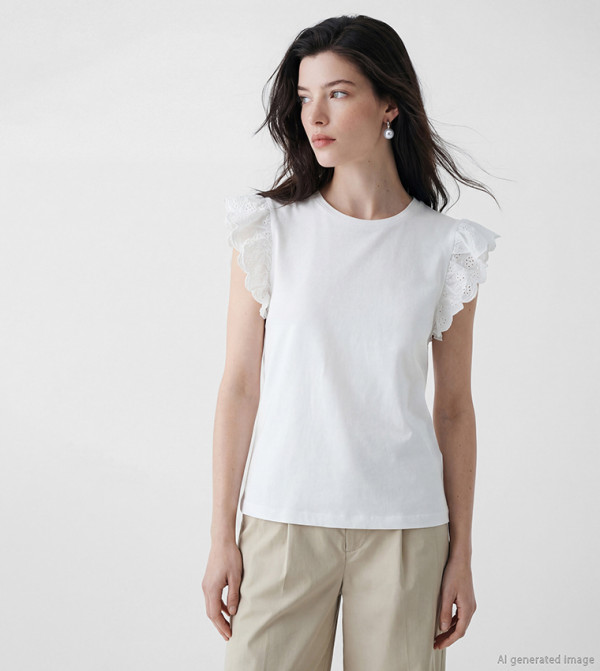 Schiffli Crew Neck T-Shirt