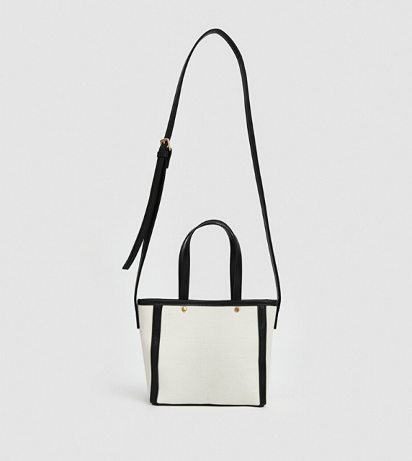 Color Block Canvas Tote Bag