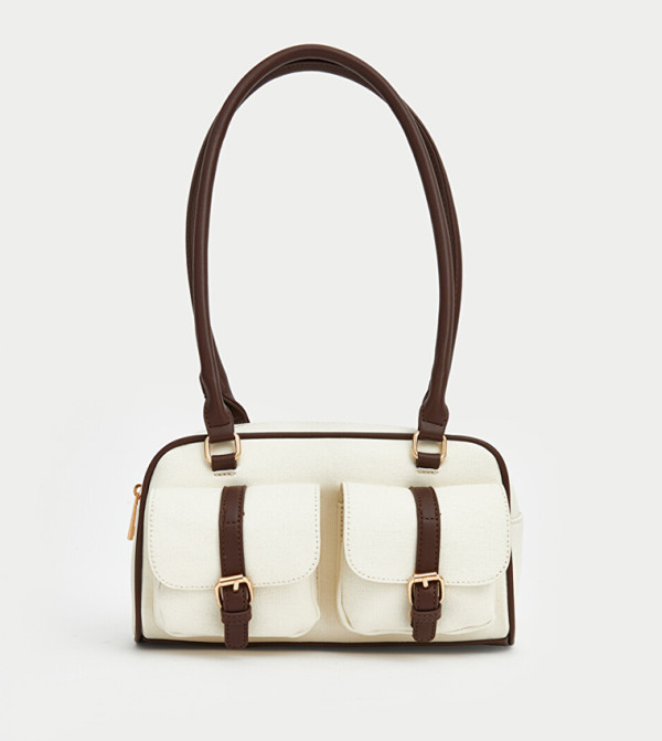 Color Block Front Pocket Shoulder Bag