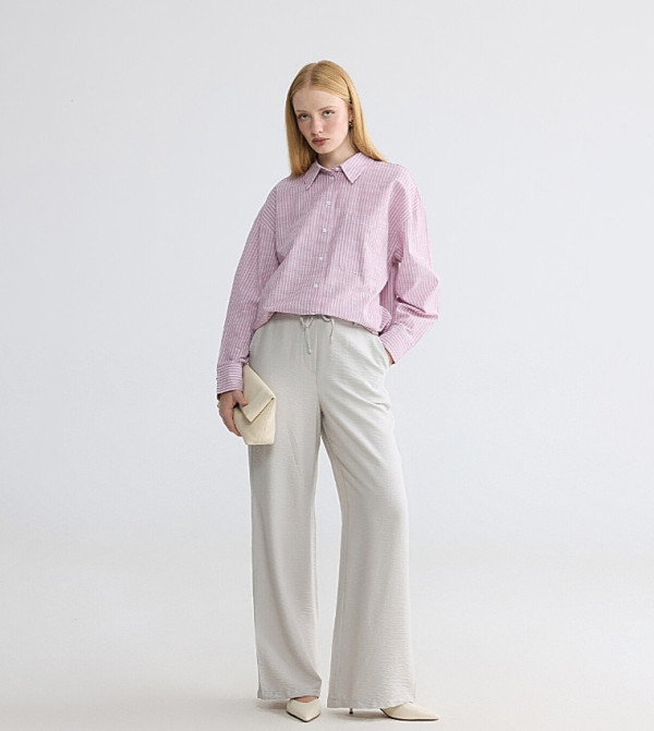 Elastic Waist Wide Leg Trousers