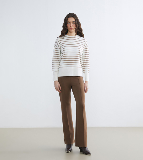 Striped Crew Neck Knitted Sweater