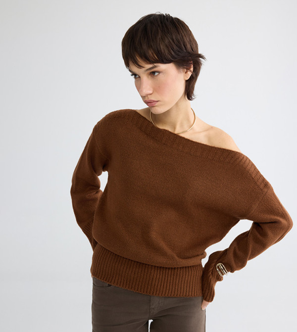 Knitted Boat Neck Sweater