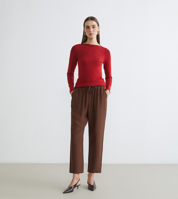 Ribbed Boat Neck Top