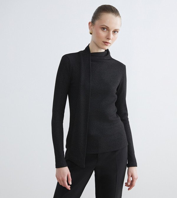 Solid Shawl Detail Top