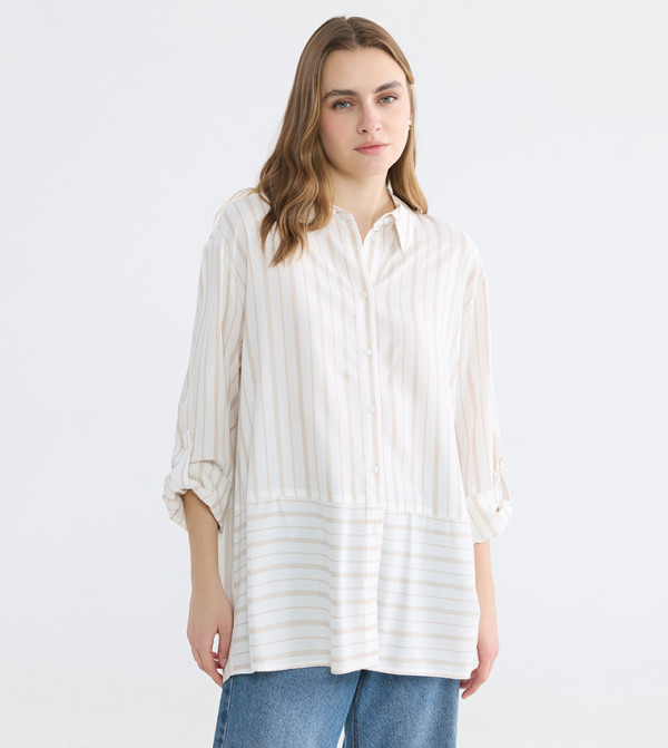 Striped Long Sleeves Oversized Shirt