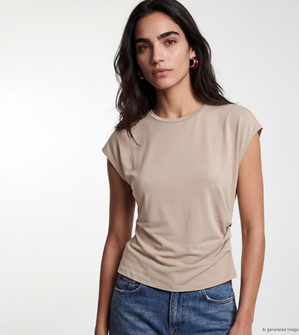 Ruched Crew Neck T-Shirt