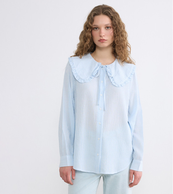 Striped Peter Pan Collar Shirt Tunic