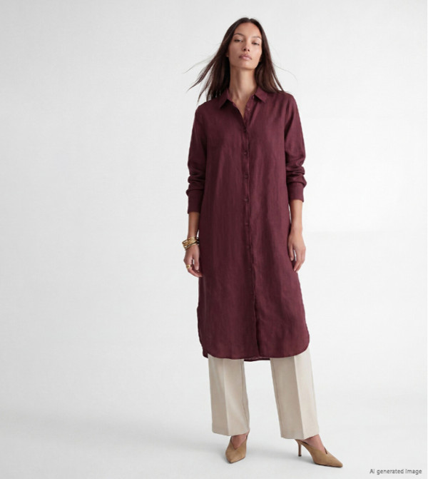 Solid Collared Oversized Tunic