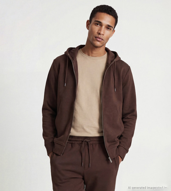 Zippered Long Sleeves Hooded Jacket