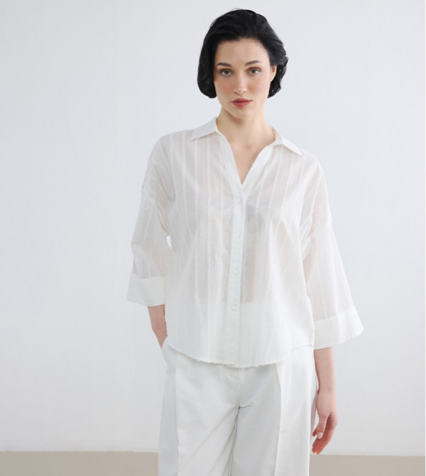 Striped 3/4 Sleeves Shirt