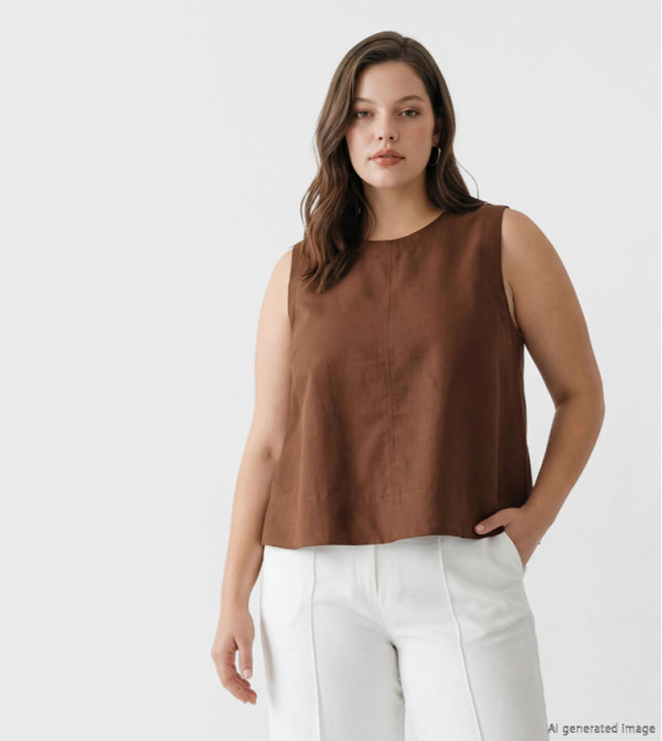 Solid Crew Neck Sleeveless Top