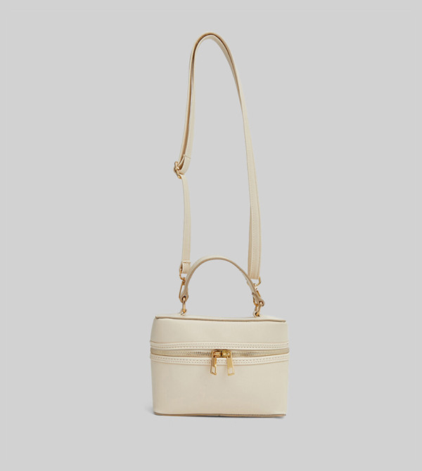 Solid Faux Leather Vanity Bag