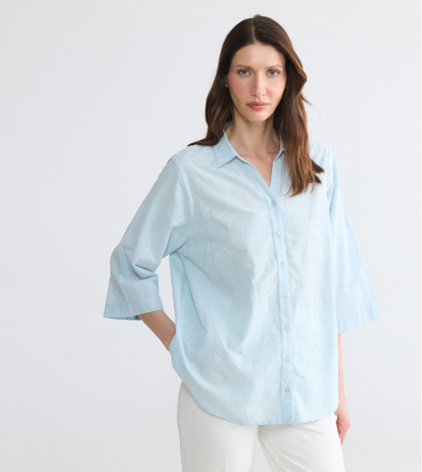 Embroidered 3/4 Sleeves Shirt