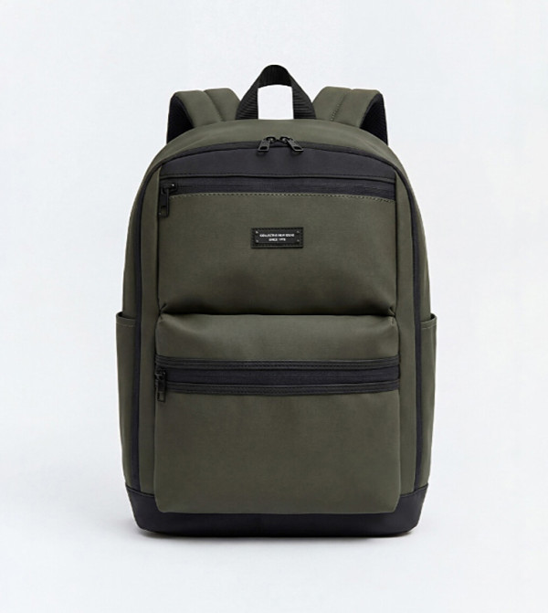 Color Block Zip Laptop Backpack