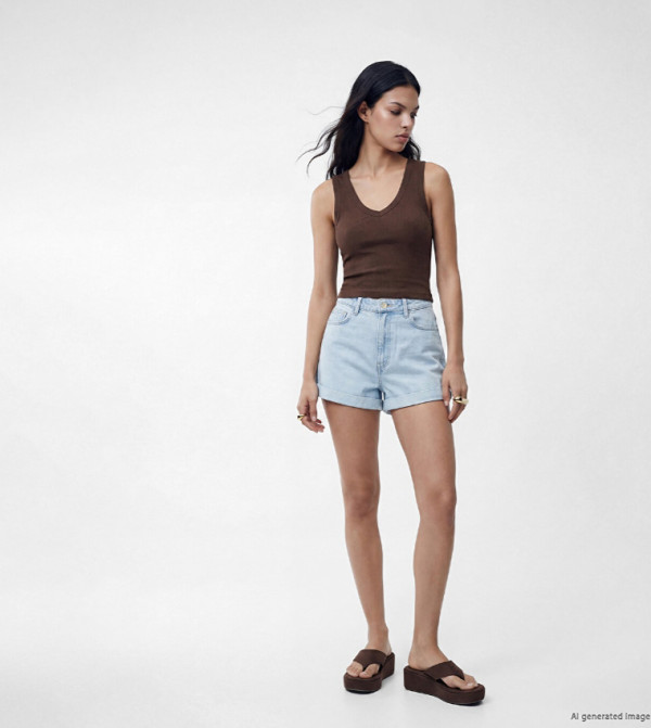 Light Wash Button Closure Denim Shorts