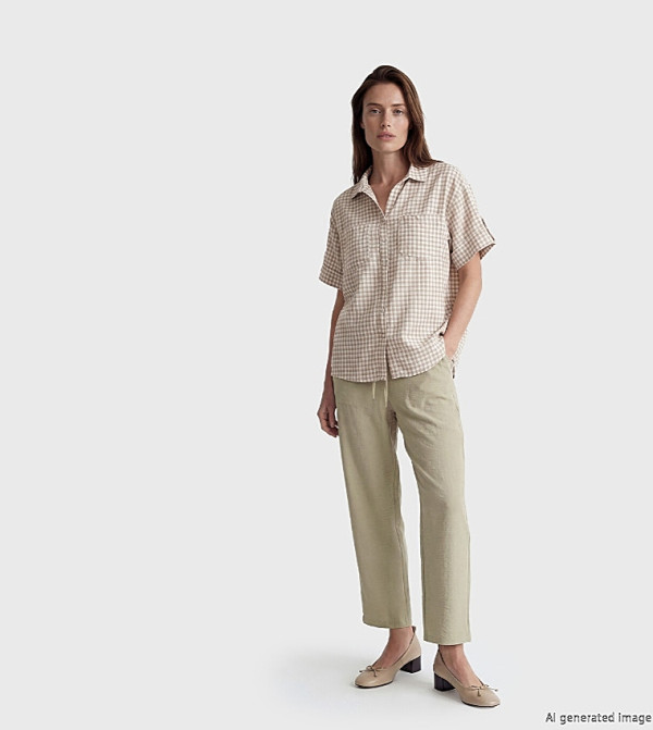 Drawstring Waist Relaxed Fit Trousers
