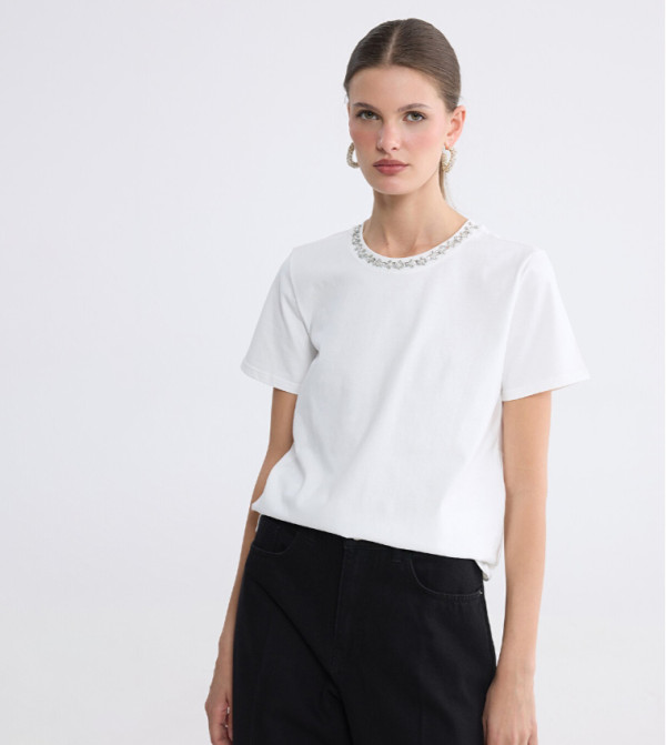Embellished Crew Neck T-Shirt