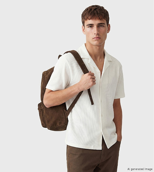 Ribbed Revere Collar Short Sleeves Shirt