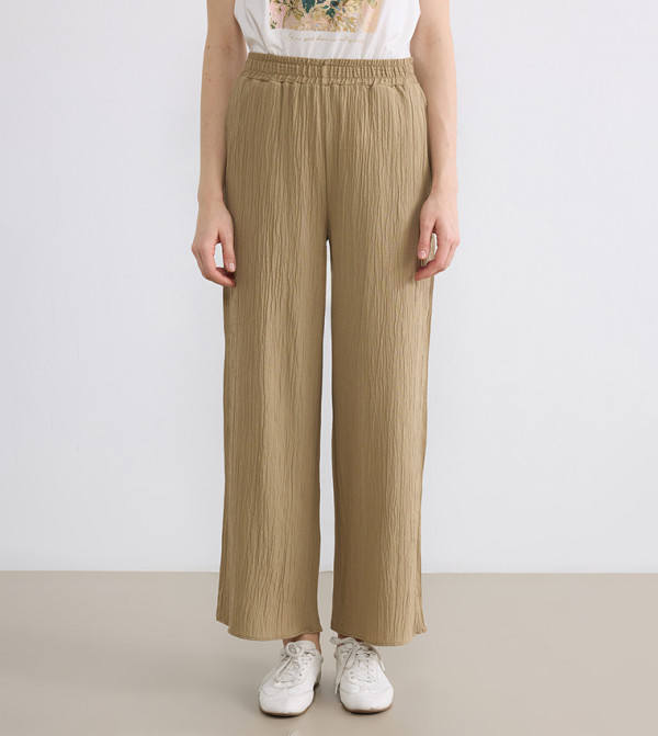 Elastic Waist Wide Leg Trousers