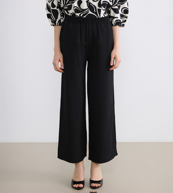 Elastic Waist Wide Leg Trousers