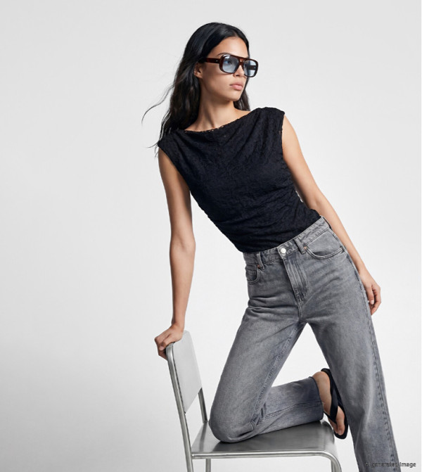 Lace Slash Neck Tops