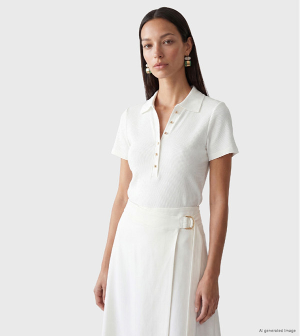 Ribbed Short Sleeves Polo T-Shirt
