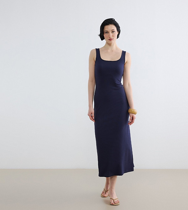 Square Neck Bodycon Midi Dress
