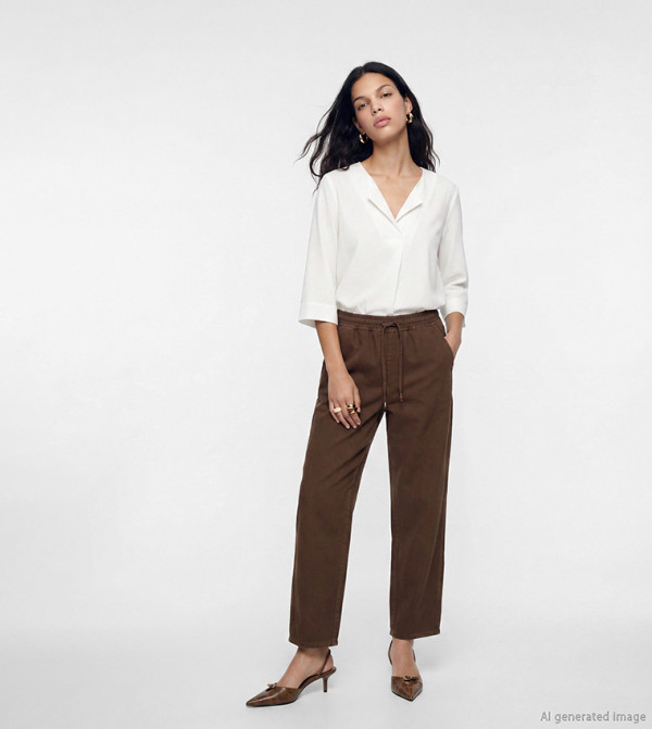Solid Drawstring Waist Balloon Fit Jeans