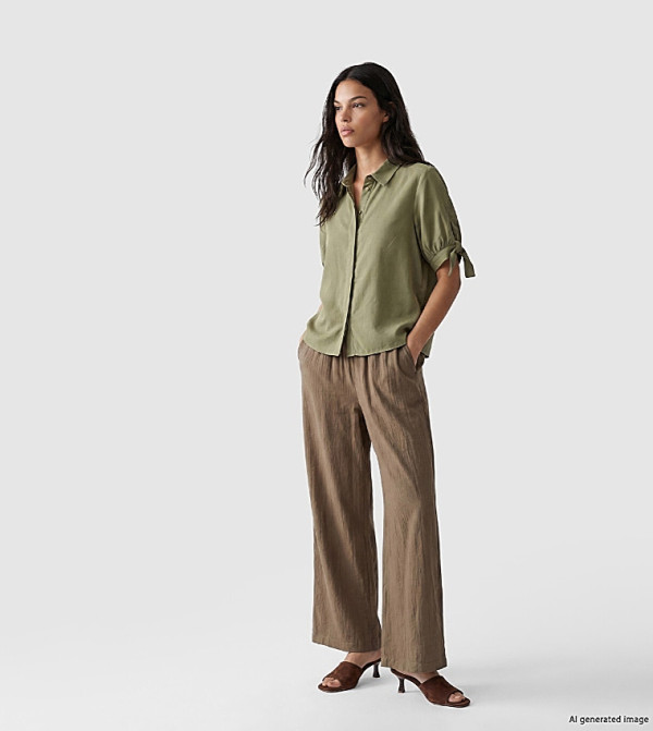 Elastic Waist Wide Leg Trousers