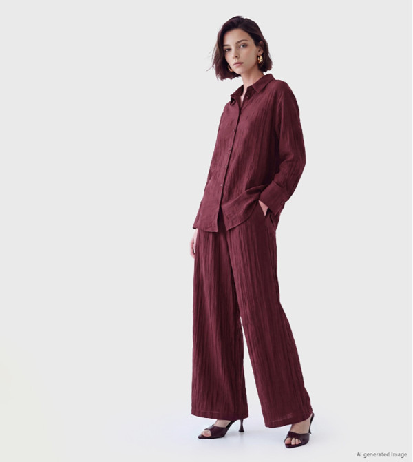 Textured Wide Leg Trousers