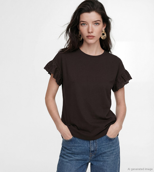 Solid Flutter Sleeves Casual Top